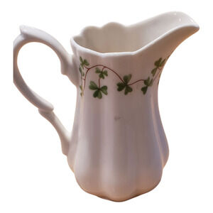 Vintage Shamrock Porcelain Creamer Pitcher 5" Ivy Ireland Irish Shannon Vase